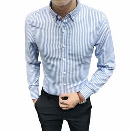 men Tops Striped Solid Cott Busin Casual Male Social Dr Shirts Flannel Butt Up Lg Full sleeve shirt for Men A37 Z9VX#