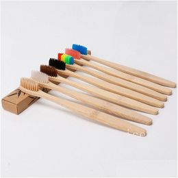 Disposable Toothbrushes 13 Color Bamboo Toothbrush Wooden Rainbow Bamboos Toothbrushs Oral Care Soft Bristle Travel-Toothbrush T9I0023 Dhomc