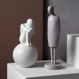 Sculptures Modern Abstract Couple Statue Home Decor Nordic Decorative Sculpture Ceramic Figure Figurines Living Room Crafts Ornament Gifts