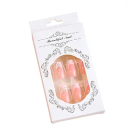 False Nails French Style Light Pink Manicure Long Lasting Safe Material Waterproof For Daily And Parties Wearing