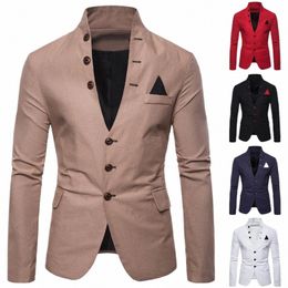 men Sl-im Fits Social Blazer Summer Autumn Fi Solid Wedding Dr Jacket Men Casual Busin Male Suit Jacket Blazer Gentle A4iQ#