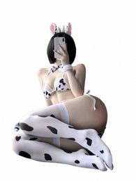 maid Cosplay Erotic Costumes Cow Tail Women Sexy Lingerie Cute Three-point Role-playing Passi Suit Bra and Panty Set Stockings Q8Nf#