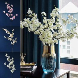 Decorative Flowers Flower Arrangement Cherry Blossom Branch Handmade Silk Artificial 4-pronged Floral Art Christmas