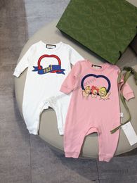 Designer Infant kids romper INS Newborn baby girls animal letter printed long sleeve jumpsuits babies cotton 1st climb clothes S0230