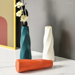 Vases Modern Flower Vase White Orange Plastic Pot Basket Nordic Home Living Room Decoration Ornament Arrangement