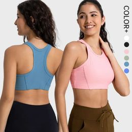 Lu Align Yoga Tanks Ribbed High-Neck Racerback Bra Buttery-soft Sweat-wicking Light Support Sports Bras With Removable Cups Tank Top Lemon Sports 2024