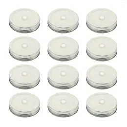 Dinnerware 12 Pcs Mason Cup Lid Glass Bottles Jar Lids With Straw Hole Can Leak Proof Canning Caps Iron Covers Drinking