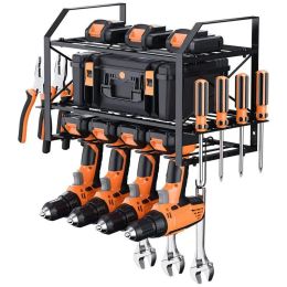 Racks 3 Layers Garage Organiser Power Tool Rack Electric Drill Screwdriver Wrench Holder Wall Mount Workshop Tool Boxes Storage Shelf