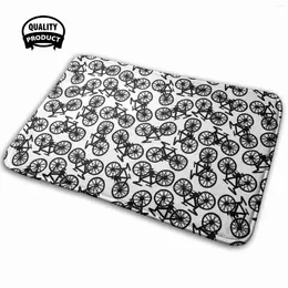 Carpets Bicycle Doodle In Black & White Soft House Family Anti-Slip Mat Rug Carpet Pattern And Outline