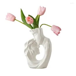 Vases Nordic White Ceramic Face Vase Modern Ins Living Room Creative Home Flower Arrangement Decoration And Ornaments