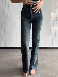 Women's Jeans VINTAGE HIGH-WAISTED LONG-LEGGED FLOOR-LENGTH Y2K MICRO-FLARED JEANS FOR WOMEN JEANS - FORGUNROSES 24328