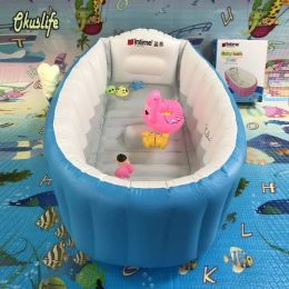 Bathtubs 2022 Style Portable bathtub inflatable Children bath tub Cushion Warm winner keep warm folding With Air Pump Baby Bathroom