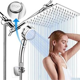 12 Inch (about 30.5 Cm) 9-gear Shower Head with Hand-held Spray and Extended Arm