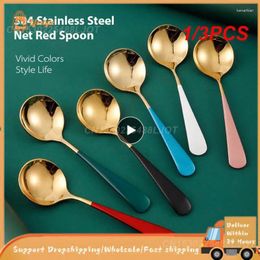 Spoons 1/3PCS Stainless Steel Spoon Tableware Thicken Children Kids Dinnerware Creative Soup Fruit Durable Kitchen