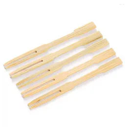 Forks Environmental Pastry Mini Buffet 100Pcs Skewers Dessert Cherry Fruit Party Disposable Bamboo