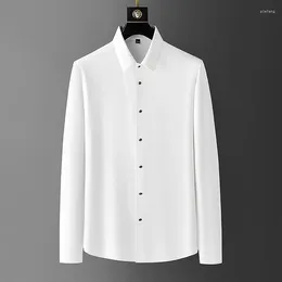 Men's Casual Shirts Seamless And Non Ironing Long Sleeved Shirt With Slim Fit Versatile Business Dress Dark Patterned