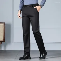 Men's Suits Cotton Elastic Suit Pants High-End Quality Formal Wear Office Business Loose Straight High Waist Slim Casual