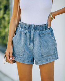 Women's Jeans Elastic Waist Casual Style Denim Shorts For Fashion Jean Slouchy Woman