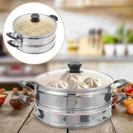 Double Boilers Bamboo Steamer Healthy You Diet Steaming Basket Rice Stainless Steel For Food Pot