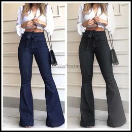 Women's Jeans Denim Flared Pants for women High Waist lace-up Jeans casual Trousers Female spring and autumn clothing S-2XL Drop Shipping 24328