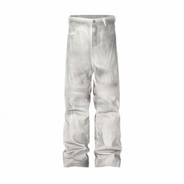 dirty Dyed Patchwork Wide Leg Baggy Jeans for Men and Women Straight Y2k Ropa Hombre Denim Trousers Oversized Casual Cargo Pants Q5tH#