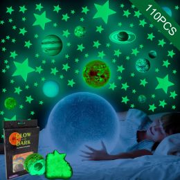 Stickers 110Pcs Stars Luminous Wall Stickers for Kids Rooms Modern Home Decoration Solar System Planet Decals Glow in the Dark Stickers