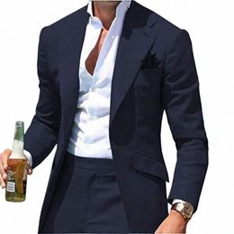 2024 Busin Casual Mens Suits One Butt Groom Prom Party Tuxedos Custom Blazer Jacket Pants 2 Pieces Wedding Costume Homme a3En#