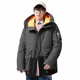brand Men's Thicken Military Hooded Down Coat Winter Casual Padded Fi Korean Men Outdoor Windbreaker Jacket Work Overcoat A2Sk#