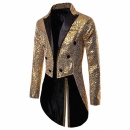 men Shiny Sequin Glitter Embellished Blazer Jacket Men Nightclub Prom Suit Blazer Costume Homme Singers Stage Clothes Tuxedo New Y4Wn#