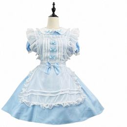 color Cosplayer Maid Dr Lolita Servant Cosplay Costume Light Blue Robe Anime Role Disguise Clothing Adult Halen Costume l47g#