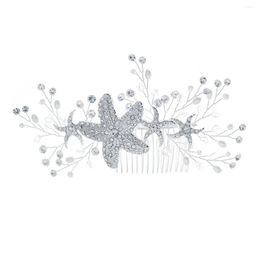 Hair Clips Barrettes Sliver Starfish Comb Sparkling Crystals Messy Bun Maker Pearls Piece For Princess Party Favours Accessories Drop D Otlid