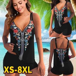 Women's Swimwear 2022 New Swimsuit Sexy Plus Size Tankini Women Printed Two Piece Bikini Set Beachwear Bathing Suit Female Summer Swimwear 8XL T240328