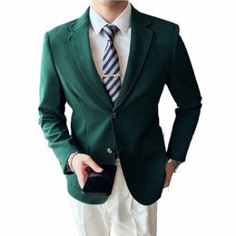 plus Size 4XL-M Autumn New Dark Green Blazer Men Two Butts Wedding Slim Suits Formal Busin Party Tuxedo Groom Prom Blazers O4eW#