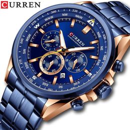 CURREN Karien 8399 Men's Waterproof Steel Band Six Pin Multi Functional Fashion Large Dial Calendar Watch