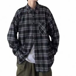 2024 New Autumn Lg Sleeved Checkered Shirt Korean Editi Men Busin Travel High Quality Comfortable Loose Collar Top Shirt o4Im#