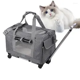 Cat Carriers Travel Carrier Pet For Small Cats Dogs Bag With Safety Zippers Soft Rolling Airline