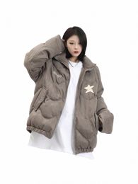 새로운 한국 FI 스탠드 칼라 외투 느슨한 겨울 코트 패드 가드 재킷 짧은 코트 캐주얼 옷 여성 A5PI#