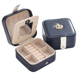 Korean Style Jewellery Organiser Display Travel Jewellery Case Portable Jewellery Box Magnetic Buckle PU Earrings Ring Storage Box T20082340