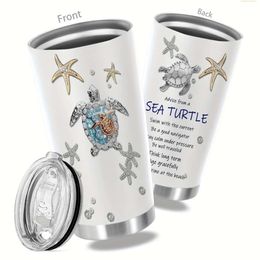1pc, Sea Turtle Stainless Steel Tumbler 20oz Double Wall Vacuum Insulated Travel Mug Hot Cold Drinks - Perfect Gift for Ocean Lovers and Travelers