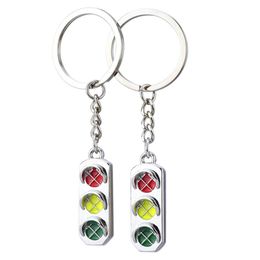 Festival Event gifts red and green light keychains creative car metal keychains traffic signal signs keychain pendants TH25