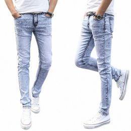 2023 CHOLYL New Light Blue Skinny Jeans Men Spring Summer Slim Denim Jeans Men Cott Elastic Denim Pants high quality r85v#