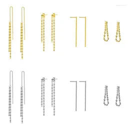 Dangle Earrings SOFTPIG Real 925 Sterling Silver Sparkling Star Long Chain Tassel Drop For Women Fine Jewellery Minimalist Accessories