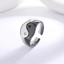 Cluster Rings 2Pcs Creative Yin Yang Gossip Ring Simple Metal Tai Chi Paired Set For Women Men Couple Friend Jewellery Gift