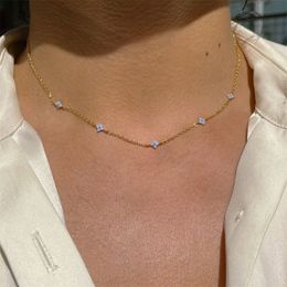 Fine Silver Jewelry Minimal Delicate Cz Turkish Evil Eye Charm Dainty Choker Collarbone Adorable Women Girl Chain Necklace214e