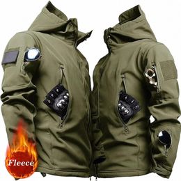 men's Winter Motorcycle Jackets Windproof Waterproof Hooded Tactical Military Jacket Sharkskin Army Windbreaker Outwear Coats Q1Z5#