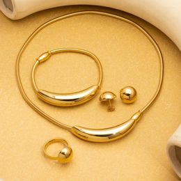 Necklace Earrings Set Non Tarnish Jewellery Minimalist Round Snake Rings Bracelet Wholesale Stainless Steel 4 Pcs