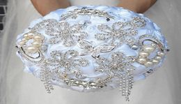 2020 New Fashion Ivory White Bridal Wedding Bouquets Pearls Beading Brooch Bridesmaid Artificial Colourful Wedding Bouquets5493412