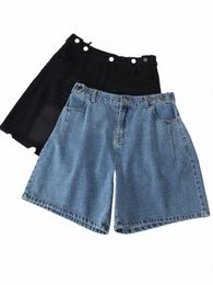 good Quality Plus Size Denim Shorts Women 2023 Summer High Waist Straight Jeans Bottoms Oversized Curve Clothes R1va#