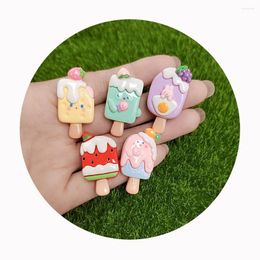 Decorative Flowers Resin Colourful Cartoon Fruit Popsicle Flatback Cabochon Figurine Scrapbook Party Applique DIY Jewellery Art Crafts 19 34mm