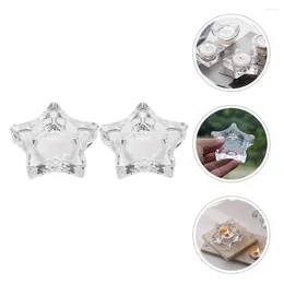 Candle Holders 2 Pcs Table Holder Glass Tea Light Books Decor Candlestick Centrepiece Sticks Transparent Dinner Party